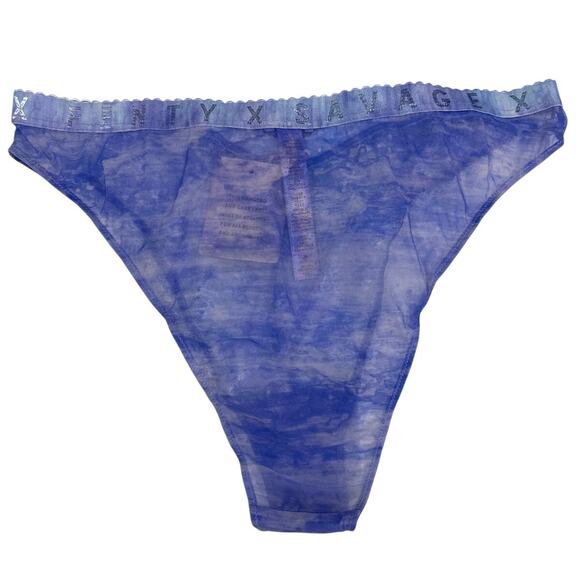 Savage X Fenty Undie, Curvy Printed Lace Brazilian, Purple Rain Tie Dye Print 2X - Picture 3 of 6